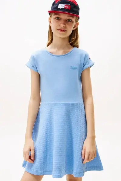 Šaty Tommy Hilfiger modrá barva, mini, KG0KG08706