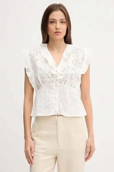 Bavlněná halenka Pedro del Hierro dámská, bílá barva, hladká, 7659080