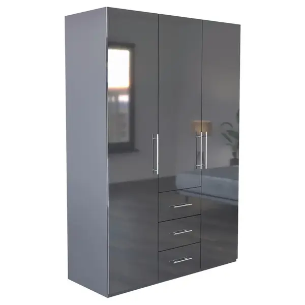 Carryhome ŠATNÍ SKŘÍŇ, antracitová, vysoce lesklá antracitová, 147/219/59 cm