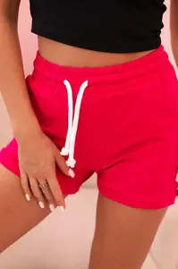 Kesi Dámské bavlněné šortky s gumou a šněrováním v pase fuchsie