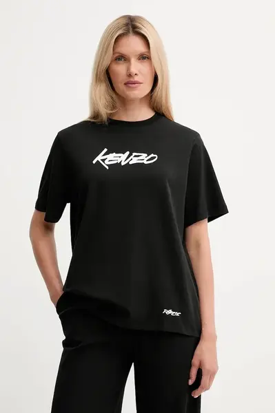 Bavlněné tričko Kenzo Kenzo x Futura dámské, černá barva, FF62TS5544SG
