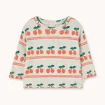 Dětské bavlněné tričko s dlouhým rukávem Tinycottons CHERRY PATTERN RIB BABY TEE bílá barva, AW25-221