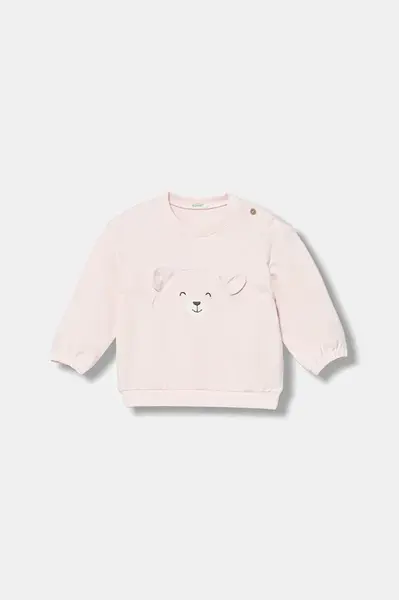 Kojenecká mikina United Colors of Benetton růžová barva, s aplikací, 3MDSA1061