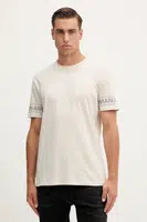Bavlněné tričko Armani Exchange pánské, béžová barva, s potiskem, XM001437 AF10356