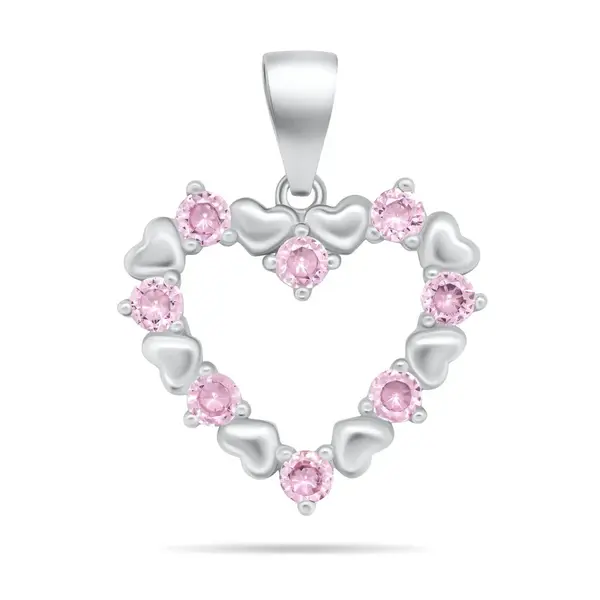 Brilio Silver Něžný stříbrný přívěsek s růžovými zirkony PT19WP