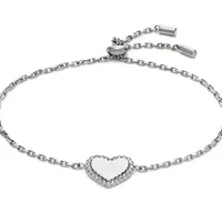Fossil Půvabný ocelový náramek Srdíčko se zirkony JOF00941040