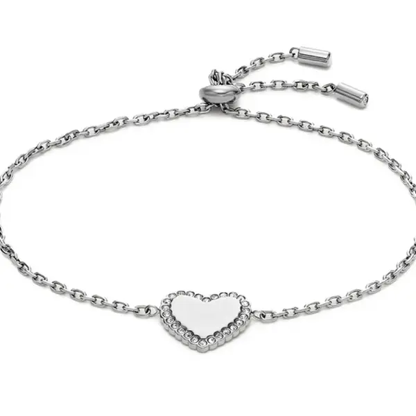 Fossil Půvabný ocelový náramek Srdíčko se zirkony JOF00941040