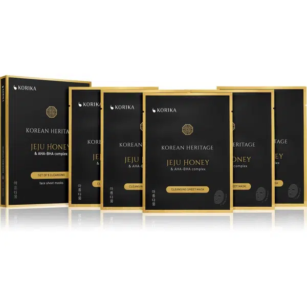 KORIKA Korean Heritage Set of 5 Cleansing Face Sheet Masks set pleťových masiek za zvýhodnenú cenu pre dokonalé vyčistenie pleti