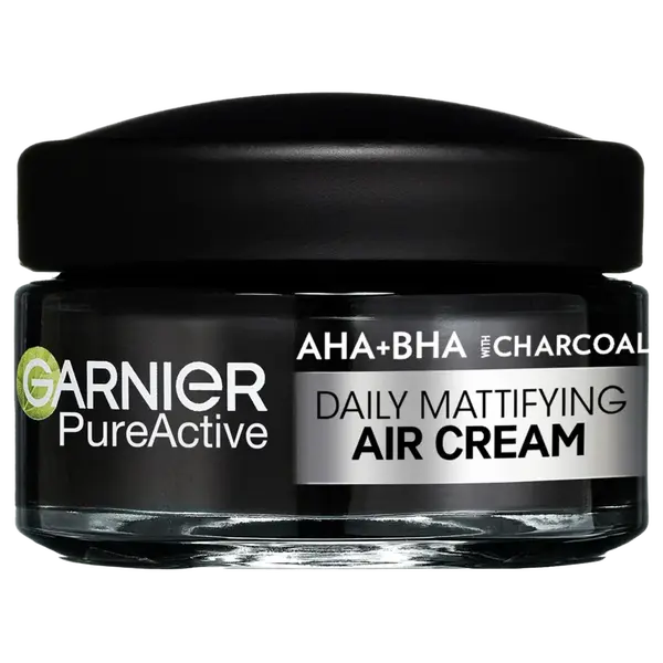 GARNIER Pure Active AHA + BHA ľahký denný zmatňujúci krém 3v1 s aktívnym uhlím, 50 ml