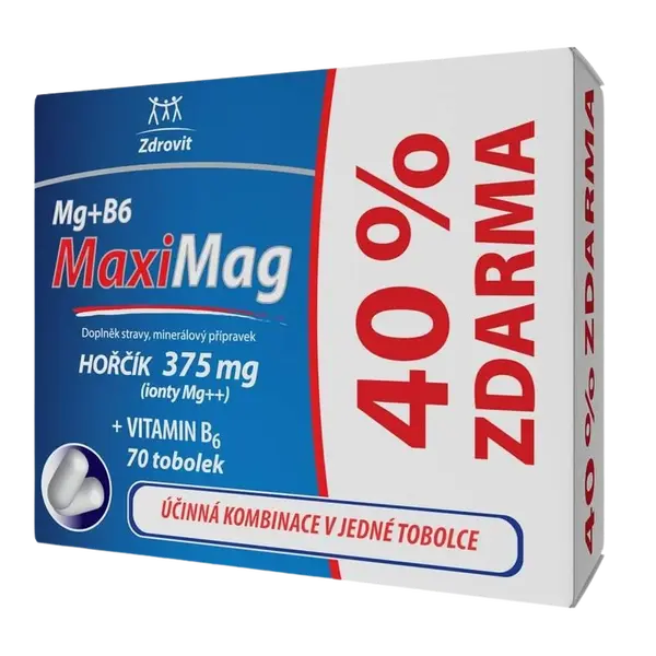 ZDROVIT MaxiMag Horčík 375 mg+B6 40% Zadarmo 70 tvrdých kapsúl