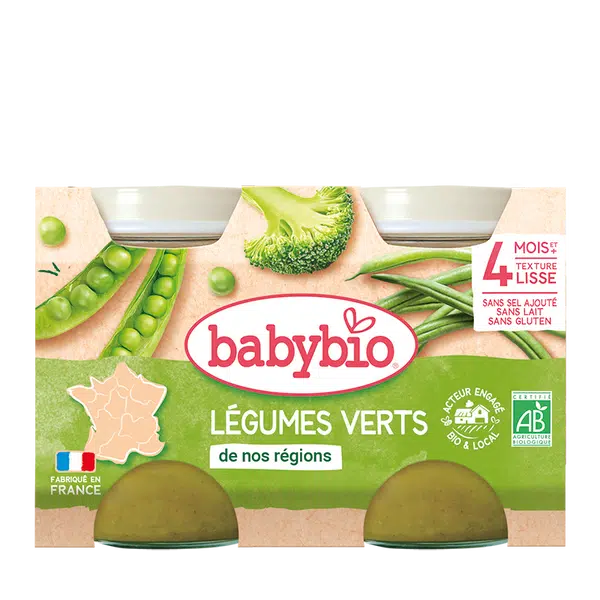 BABYBIO Príkrm zelená zelenina (2x 130 g)