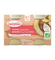 BABYBIO Jablko banán s kokosovým mliekom (2x 130 g) - ovocný príkrm
