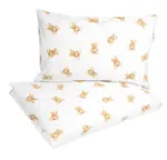 Detské obliečky, bavlna 2D 140x200/70x80 - Míša - biela s potlačou