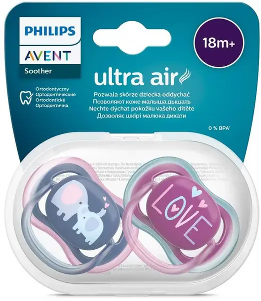 Philips AVENT Cumlík Ultra air 18m+ dievča (slon) 2ks
