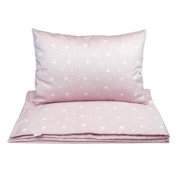 Obliečky do postieľky - tmavoružové vtáčiky