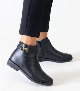 Gemre Black ankle boots with gold inserts eco-leather Casetra