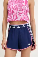Tréninkové šortky adidas Performance Hyperglam tmavomodrá barva, high waist, JM0608