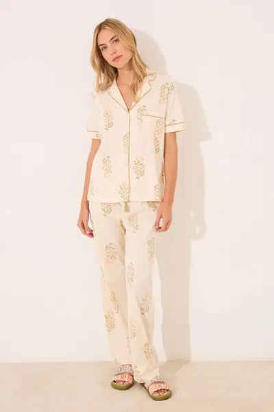Bavlněné pyžamo women'secret dámské, béžová barva, bavlněné, 3139884