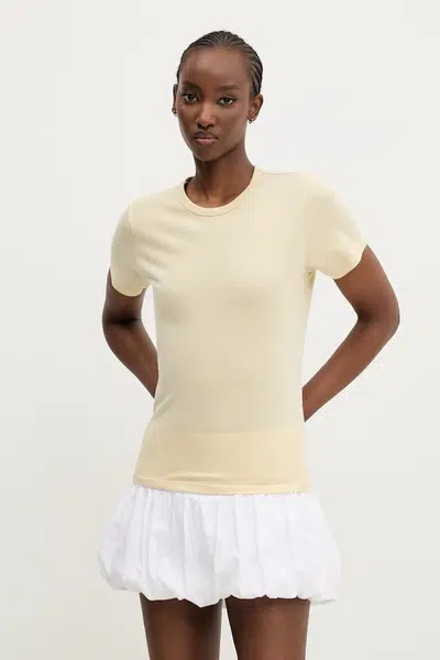 Bavlněné tričko Abercrombie & Fitch žlutá barva, KI139-5231
