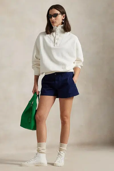 Bavlněné šortky Polo Ralph Lauren dámské, tmavomodrá barva, medium waist, 211963798
