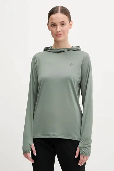 Sportovní mikina Fjallraven Abisko zelená barva, s kapucí, F84108
