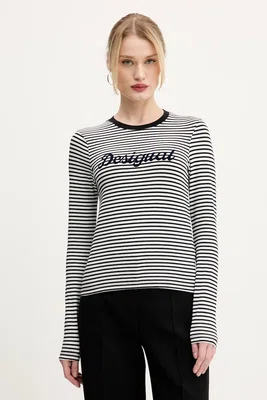 Tričko s dlouhým rukávem Desigual WISCONSIN černá barva, 25SWTK85
