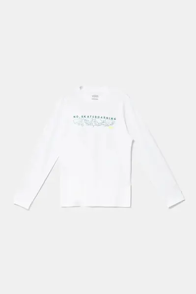 Dětské bavlněné tričko s dlouhým rukávem Vans Night Watchers bílá barva, s potiskem, VN000MK9WHT1