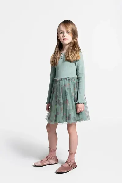 Dívčí šaty Coccodrillo zelená barva, mini, DREAM DIARIES GIRL KIDS