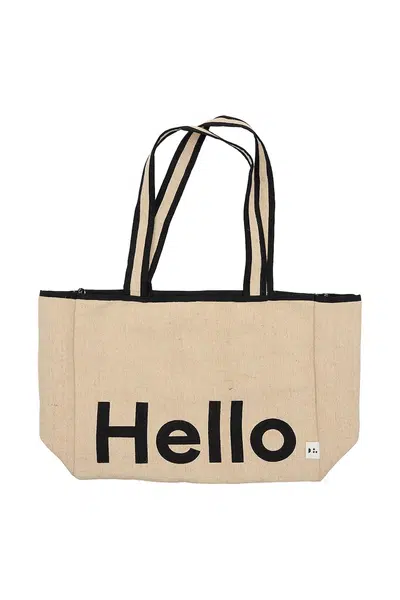 Bavlněná taška Design Letters Hello béžová barva