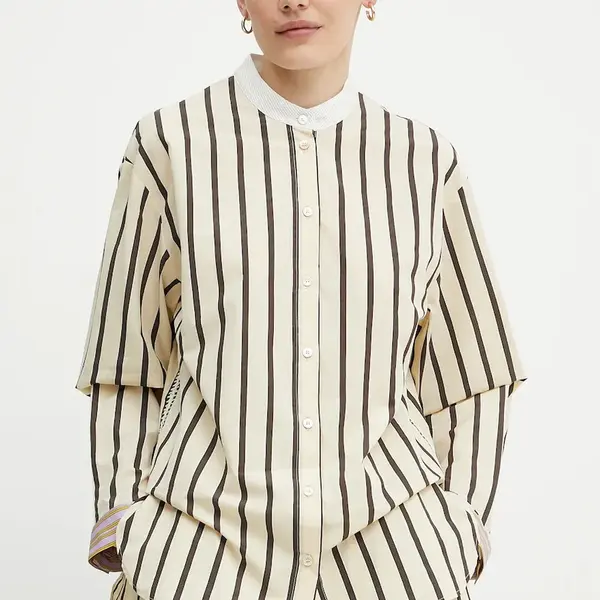 Košile Forte Forte dámská, béžová barva, relaxed, se stojáčkem, 13851 my shirt