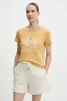 Bavlněné tričko Helly Hansen MASSIF GRAPHIC dámské, žlutá barva, 54595