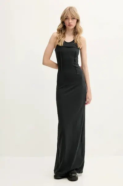 Bavlněné šaty MM6 Maison Margiela černá barva, maxi, přiléhavé, S62DG0048