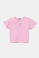 Dětské bavlněné tričko United Colors of Benetton růžová barva, 38V4G10JI