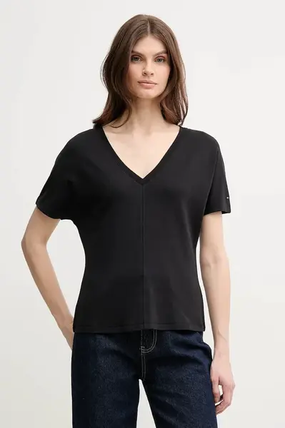 Tričko Tommy Hilfiger černá barva, WW0WW46114