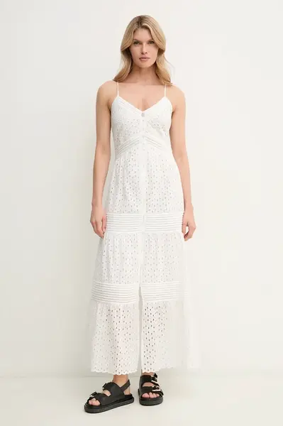 Bavlněné šaty Patrizia Pepe bílá barva, maxi, 2A2937 A598