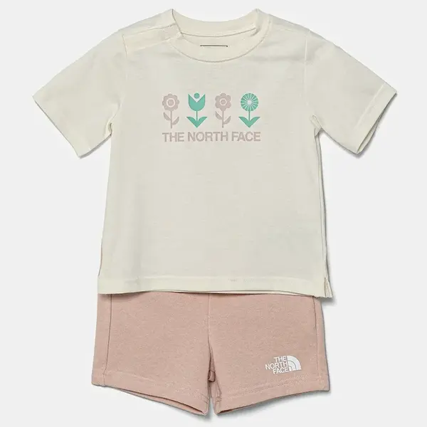 Kojenecká sada The North Face BABY COTTON SUMMER SET- GRAPHIC béžová barva, NF0A8BA3BQZ1