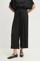 Kalhoty Sessun dámské, černá barva, široké, high waist, 24207018