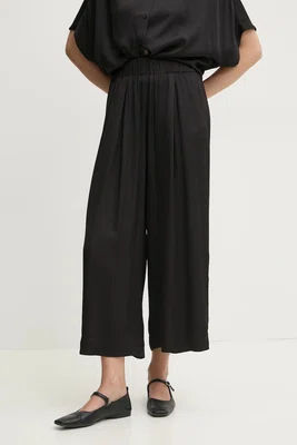 Kalhoty Sessun dámské, černá barva, široké, high waist, 24207018