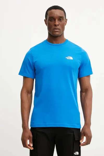Tričko The North Face Simple Dome pánské, modrá barva, NF0A87NGT4S1