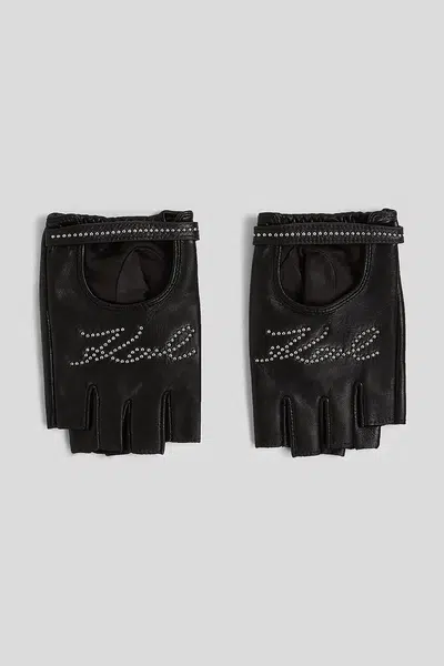 Rukavice Karl Lagerfeld K/SIGNATURE dámské, černá barva, A3W33032