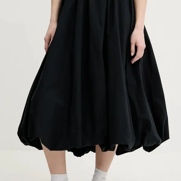 Bavlněná sukně Abercrombie & Fitch černá barva, midi, áčková, KI143-5070