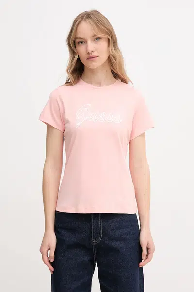 Bavlněné tričko Guess růžová barva, V5GI02 K9RM1