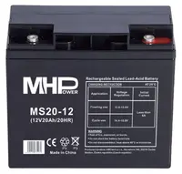 Mhpower olověný akumulátor ms20-12 agm 12 v 20 ah terminál t1 - m5