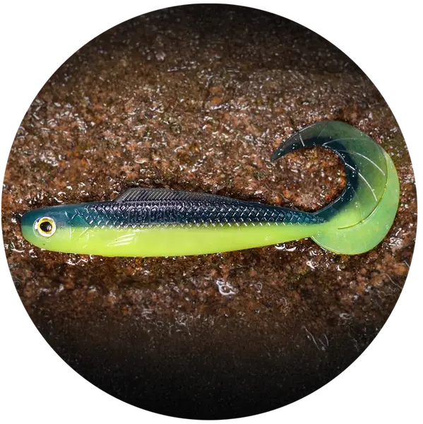 Redbass gumová nástraha twister kixter black/signal yellow g uv color - 12,5 cm 14 g