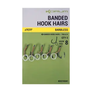 Korum háček s gumičkou banded hook hairs barbless - velikost 12
