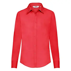 FRUIT OF THE LOOM F17•LADIES LONG SLEEVE POPLIN SHIRT