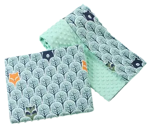 Medi Partners Quilt 75x100 + pillow 35x30 cotton + minky – Forest + minty minky