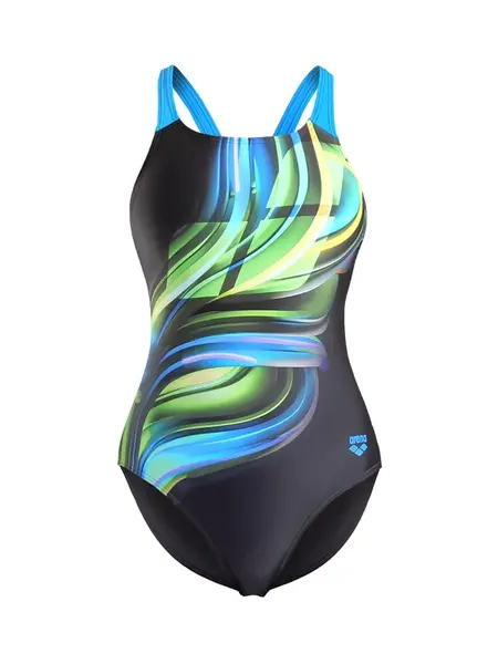 ARENA Jednodielne plavky 'BLOOM'  azúrová / žltá / svetlozelená / čierna