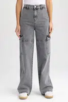DEFACTO Straight Fit Cargo Jean dlouhé kalhoty
