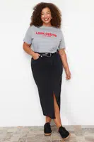 Trendyol Curve Black Denim Plus Size Skirt